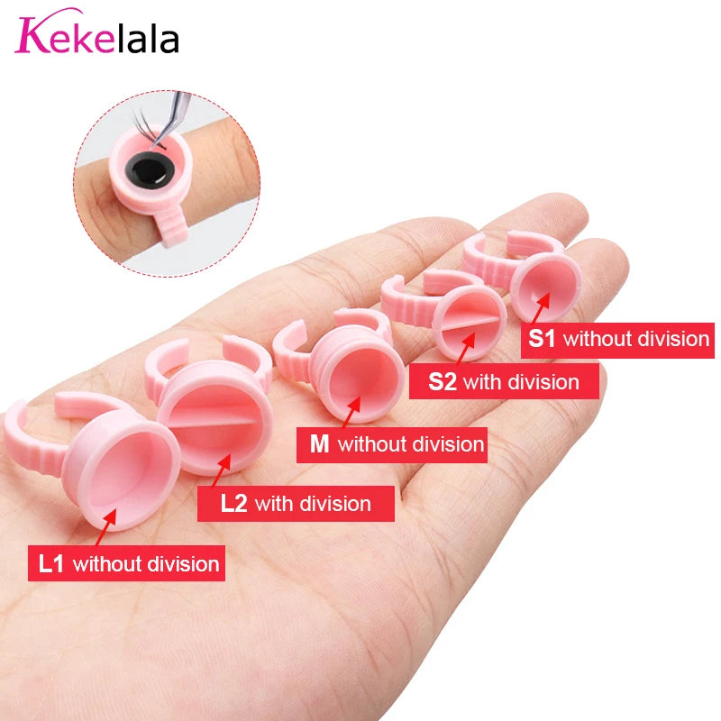 Kekelala 100PCS White Plastic Glue Ring Cups For Eyelashes Extension Microblading Pigment Holder Makeup Beauty Tools Supplier - Loja Winner