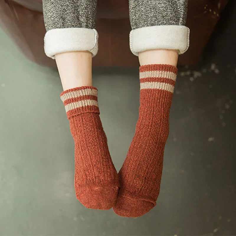 Winter Wool Socks Thicken Warm Knitted Striped Women Socks Christmas Style Female Short Socks Moda Feminina Skarpetki - Loja Winner