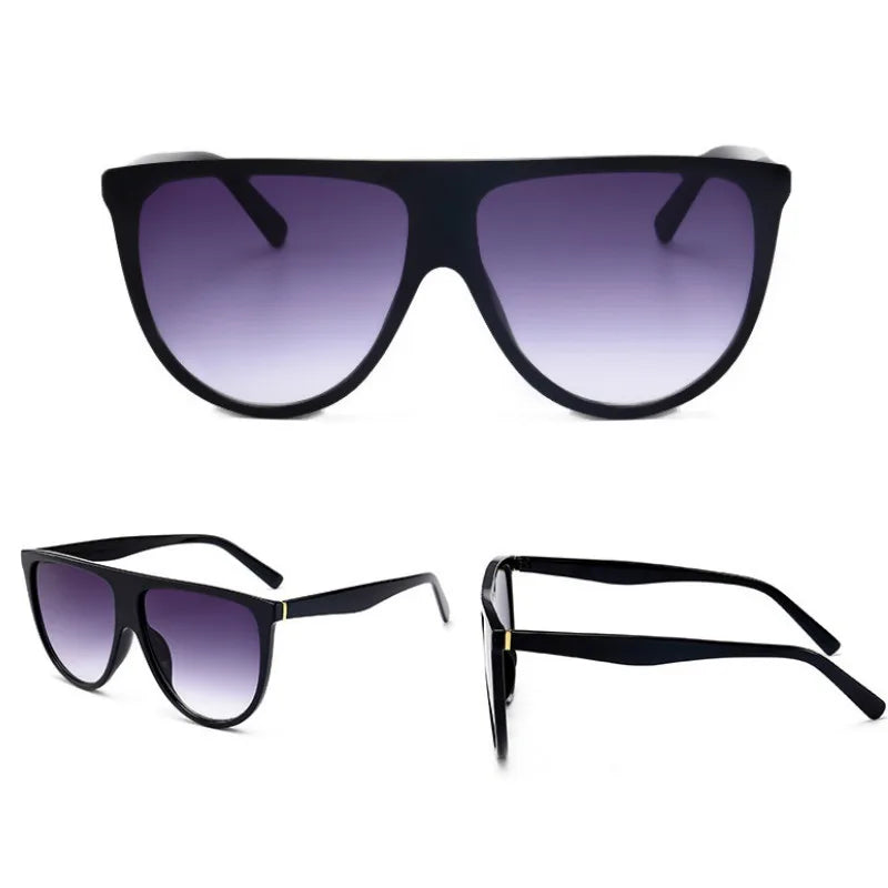 Retro Oversized Sunglasses Women 2024 Brand lunette soleil femme Big Frame Flat top Designer Sun glasses Vintage okulary Eyewear - Loja Winner