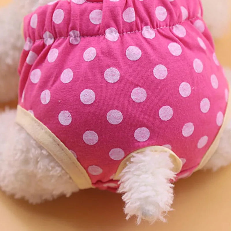 Washable Female Dog Diaper Sanitary Shorts Panties Pet Physiological Pants Dog Clothes Dot Print Underwear Briefs Pet Products - Loja Winner