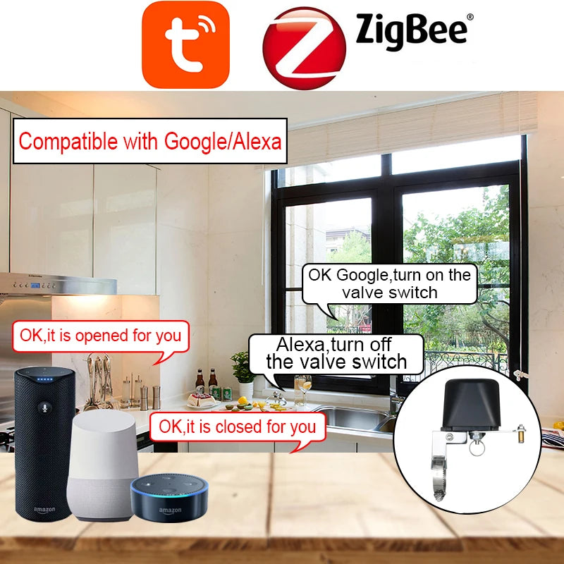 Tuya ZigBee Smart Wireless Control Gas Water Valve Smart Home Automation Control Valve for Gas Work with Alexa,Google Assistant - Loja Winner
