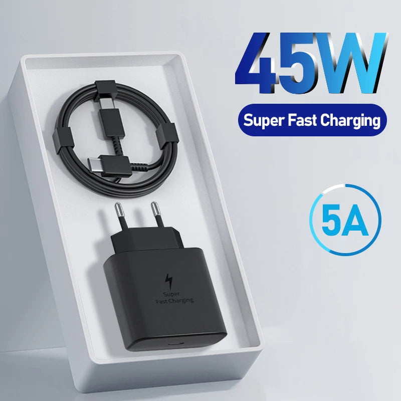 PD45W USB C Charger For Samsung Galaxy S24 S23 S22 S21 S20 Ultra S10 Plus FE Super Fast Charging Type C Charge Cable Accessories - Loja Winner