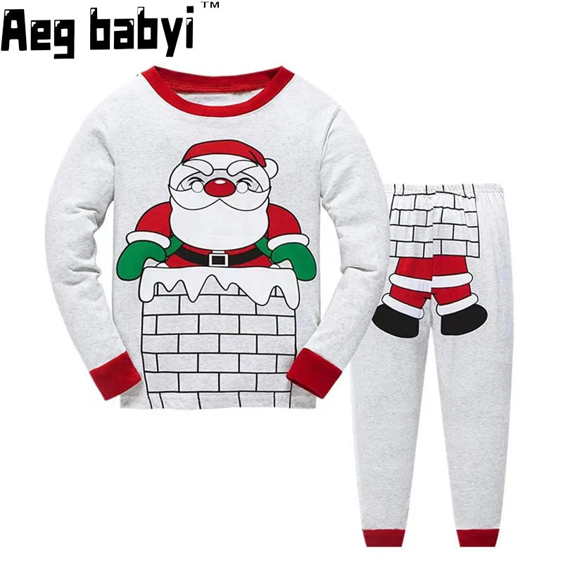 Christmas Kid Boys Girls Clothes Set Baby Boy Girl Long Sleeve Pajamas T-shirt Tops +Pants 2Pcs Home Clothing Nightwear Outfits - Loja Winner
