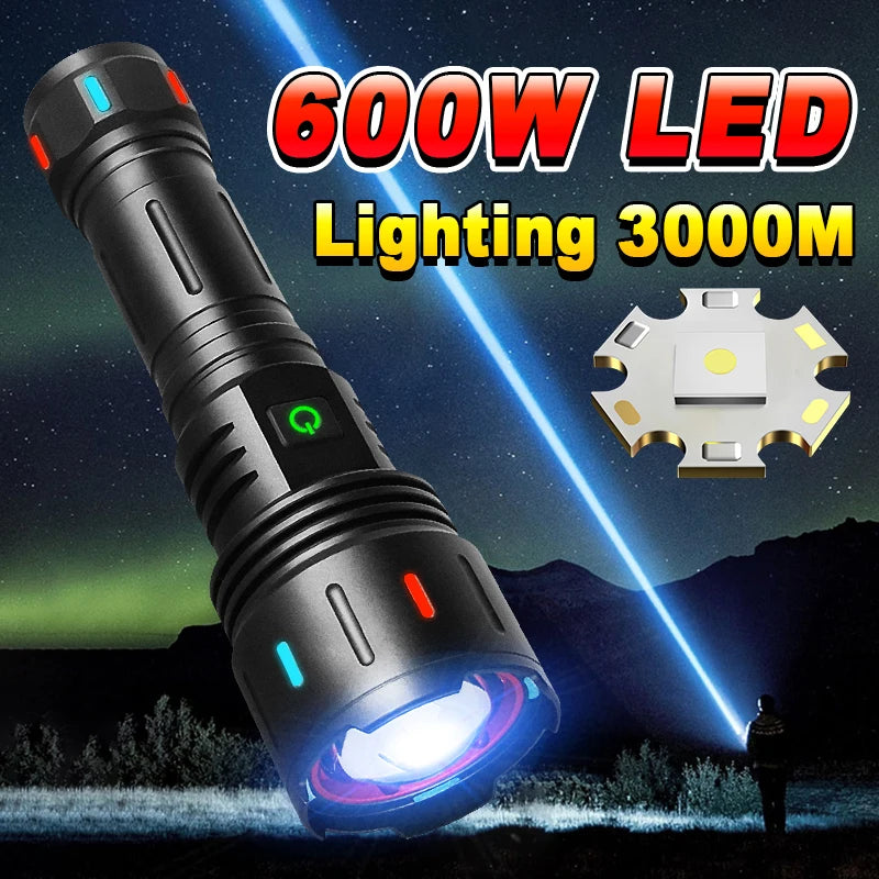 Ultra Powerful Led Flashlight 18650 Tactical Torch Type C Rechargeable Flash Lights XHP360 Camping Lantern Waterproof Hand Lamp - Loja Winner