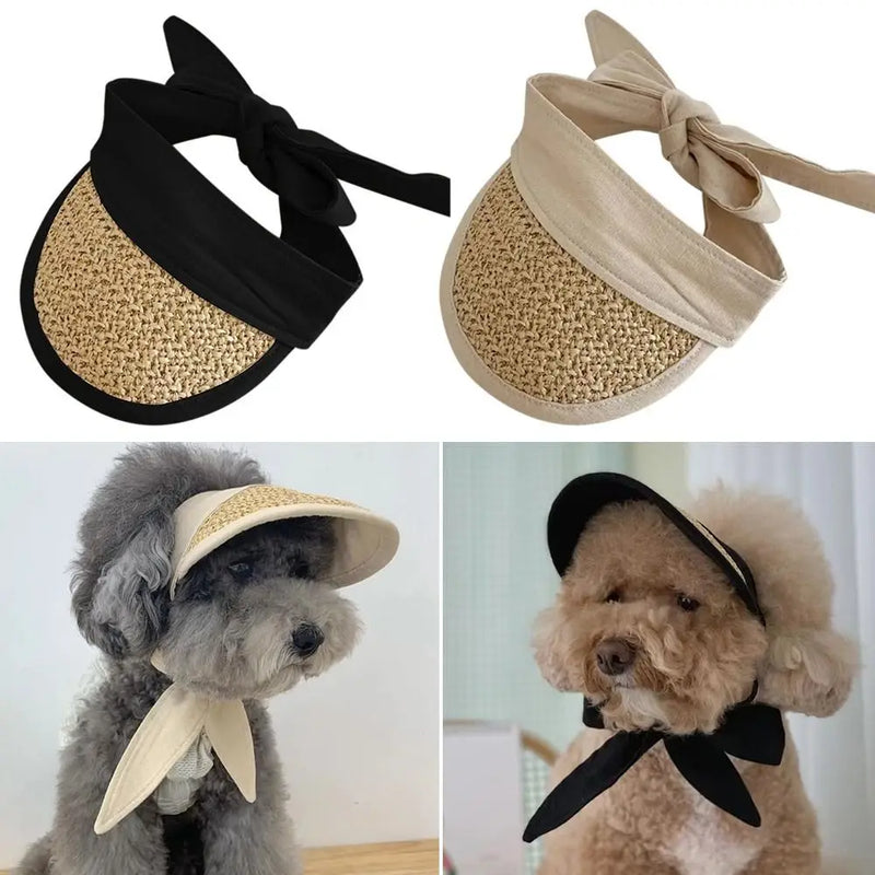 Cat Pet Dog Hat Small Dog Bear Hand Woven Sunscreen Sun Hat Pastoral Style Decoration Photo Dog Costume Hat Pet Supplies - Loja Winner