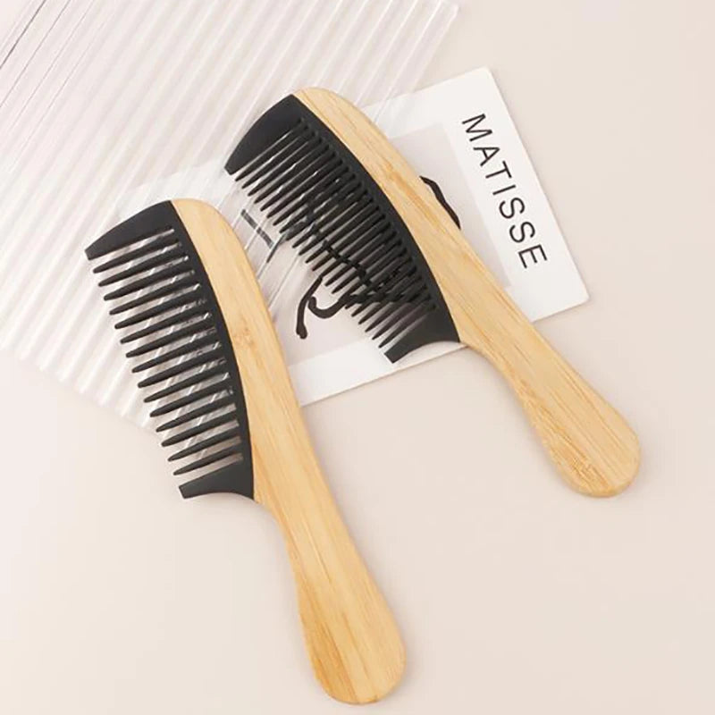 Natural Bamboo Wooden Tail Wide Tooth Hair Combs Anti-Static Hair Care Healthy Massage Close-Tooth Comb acessorios de barbeiro - Loja Winner