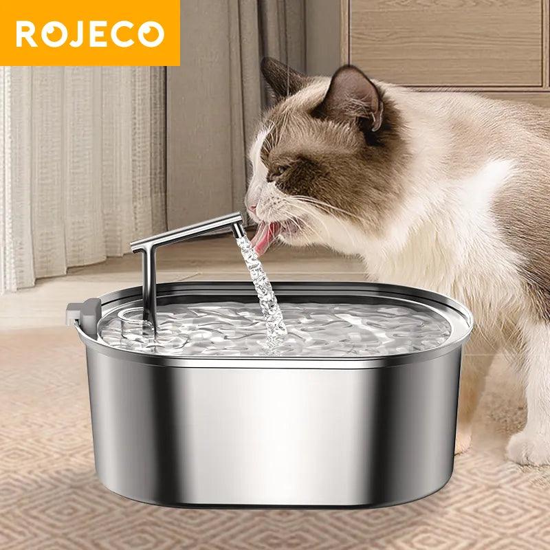 ROJECO Stainless Steel Cat Water Fountain Automatic Cat Drinker Drinking Fountain For Cats Dogs Pet Water Dispenser Accessories - Loja Winner