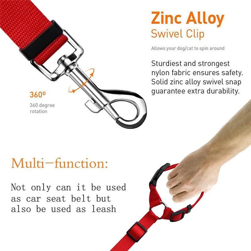 Nylon Safety Belt for Dogs Solid Color Pet Car Seat Belt Two-in-one Leash Adjustable Dog Harness Collar Products Pet Accessories - Loja Winner