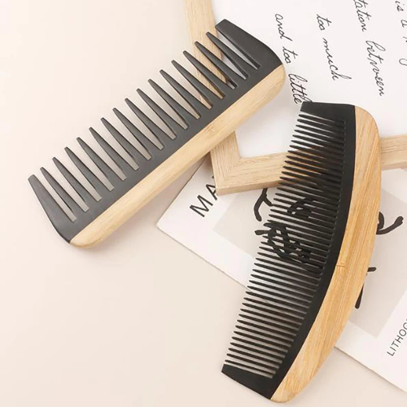 Natural Bamboo Wooden Tail Wide Tooth Hair Combs Anti-Static Hair Care Healthy Massage Close-Tooth Comb acessorios de barbeiro - Loja Winner