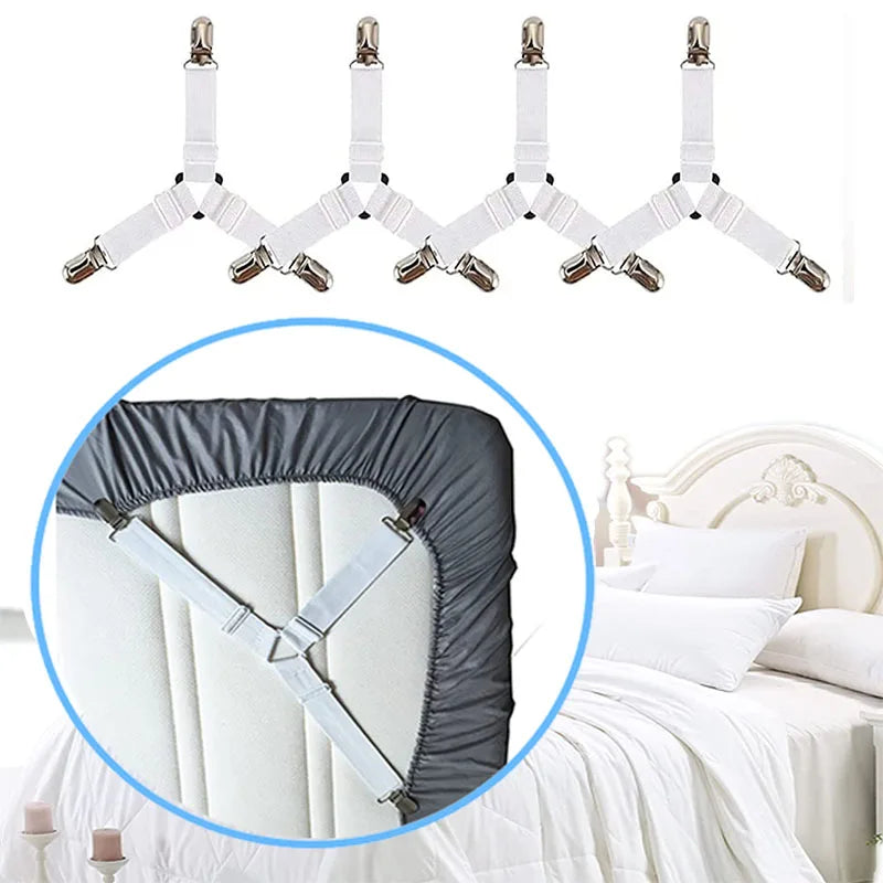 4pcs Bed Sheet Clip Elastic Straps Adjustable Clip Bed Sheet Fasteners Holder Gadgets for Home Organizer Mattress Cover Clips - Loja Winner