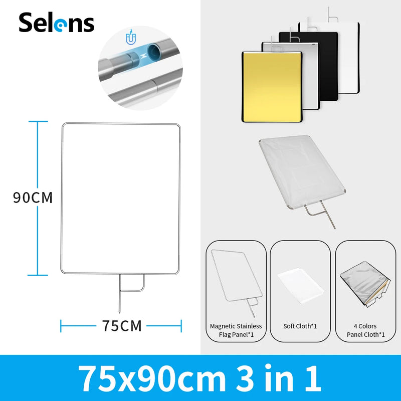 Selens Video Studio 75x90cm Stainless steel Flag Panel Reflector Diffuser photography Acessorios Camera Photo Studio Fotografia - Loja Winner