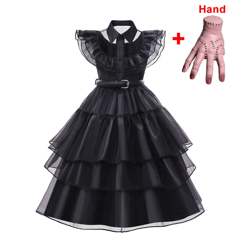Wednesday Costume for 3-12T Girl Carnival Halloween Black Events Cosplay Dress Fashion Gothic Vestido Kids Evening Party Clothes - Loja Winner