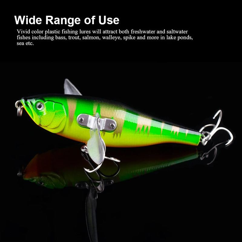 115mm/33.5g Topwater Popper Bait Floating Fishing Lure Hard Body Stainless Metal Wings Wobbler Swimbait Pesca Pike Bass Tackle - Loja Winner