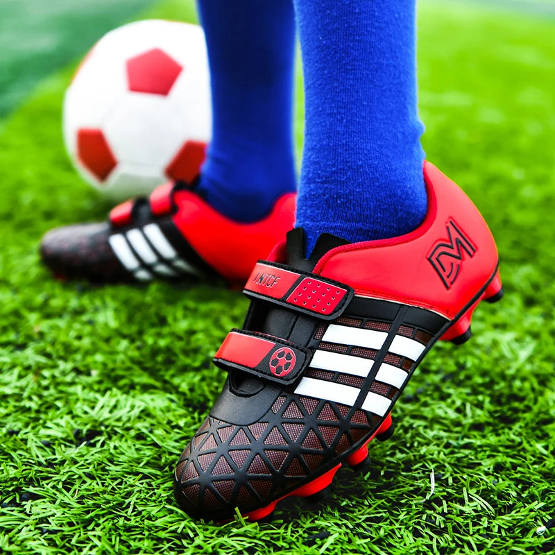 Size 28-38 Children's Football Boots Long Spike Hook & Loop Futsal Shoes Boy TF Turf Soccer Shoes Kids Sneakers Chuteira Futebol - Loja Winner