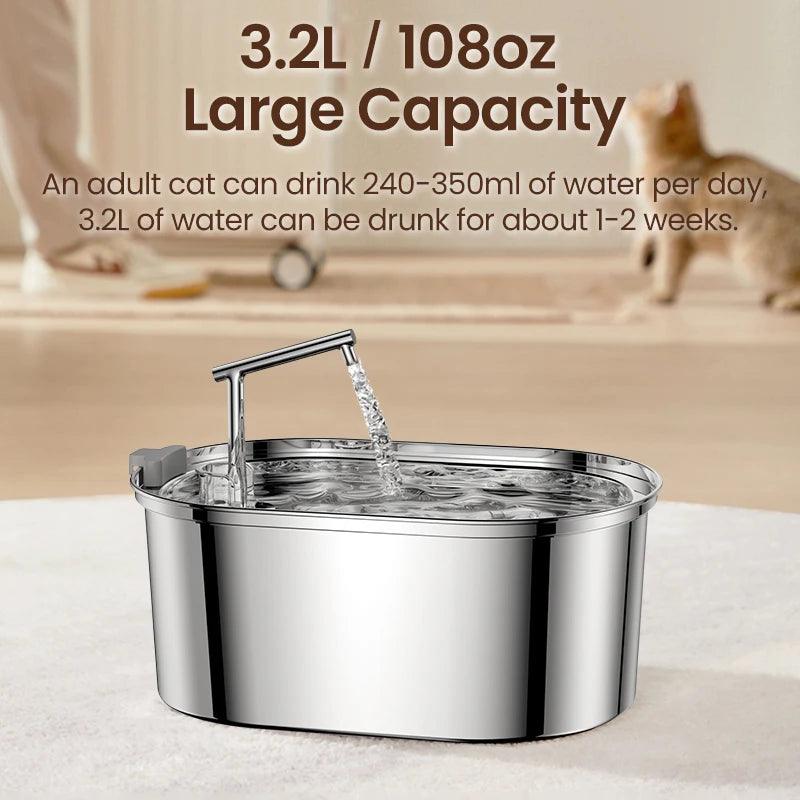 ROJECO Stainless Steel Cat Water Fountain Automatic Cat Drinker Drinking Fountain For Cats Dogs Pet Water Dispenser Accessories - Loja Winner