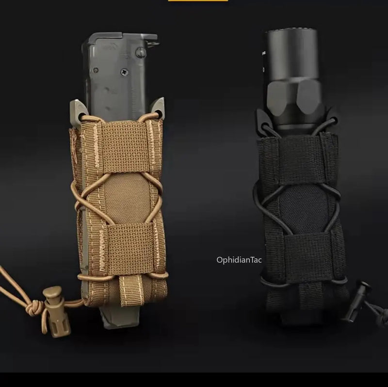 Tactical Magazine Pouch 9mm Pistol Single Mag Bag Molle Flashlight Pouch Torch Holder Hunting Knife Holster Shooting Airsoft - Loja Winner