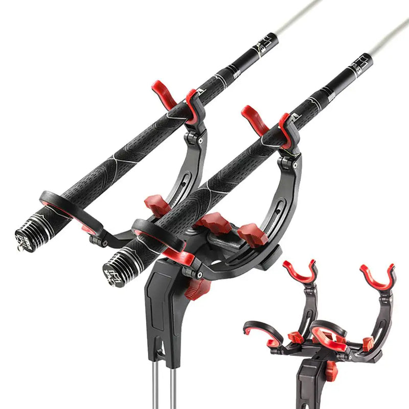 Portable Fishing Rod Holder 360 Degree Adjustable Hold 2 Rods/poles Foldable Detachable Bank Fishing Rod Rack Stand - Loja Winner