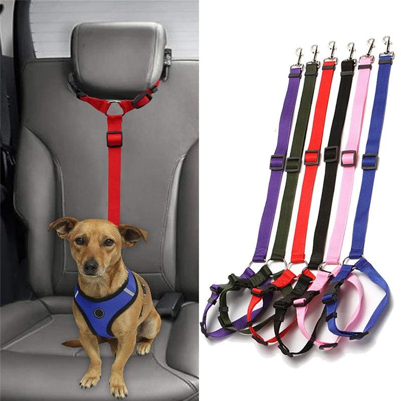 Nylon Safety Belt for Dogs Solid Color Pet Car Seat Belt Two-in-one Leash Adjustable Dog Harness Collar Products Pet Accessories - Loja Winner