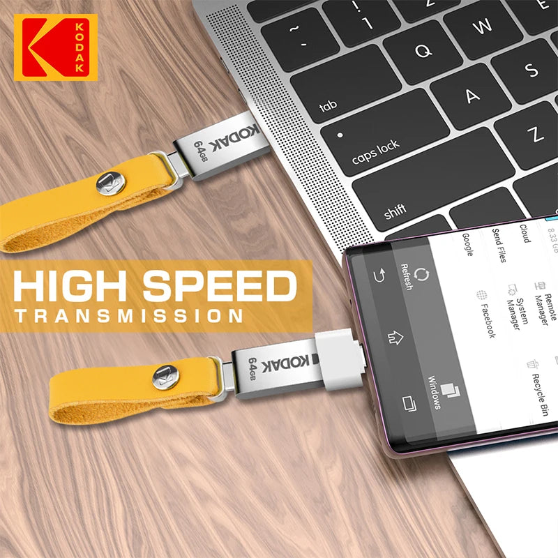 KODAK K122 Metal USB Flash Drive 32GB Memory stick pen drive USB2.0 pendrive Disk U Disk memoria Type-C adapter - Loja Winner