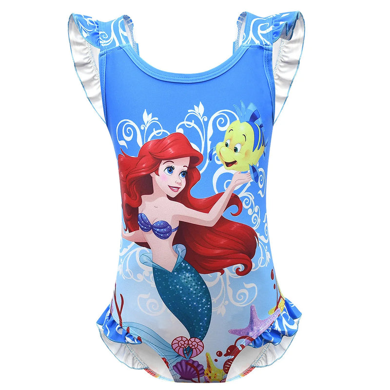 Summer Holiday Beach Bikini One-piece Ariel Swimwear for Girls Mermaid Swimsuit Kids Backless Princess Ruffle Style Swimsuits - Loja Winner