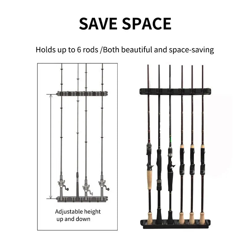 Fishing Rod Holders 2pc Vertical Wall Rod Rack Store Up To 6 Rods Space-Effcient ABS Fishing Pole Holder Wall Mount Storage Tool - Loja Winner