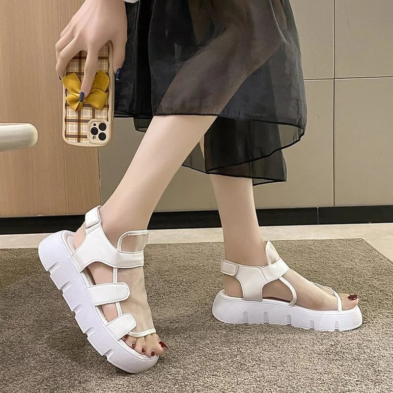 Summer Women Shoes Open Toe Platform Sandals Fashion New Wedge Breathable Casual Sneakers Ladies and Chunky Heels - Loja Winner