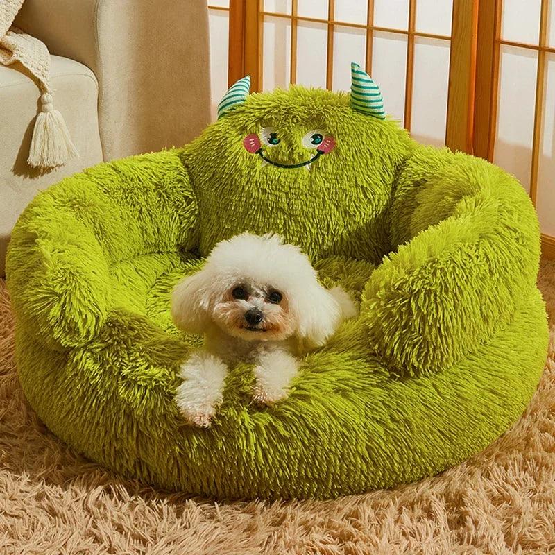 Round Dog Sleep Mat Winter Warm Fluffy Cat Dog Bed Sofa Anti Anxiety Cute Plush Small Pets Bed Soft Kennel Pet Products - Loja Winner