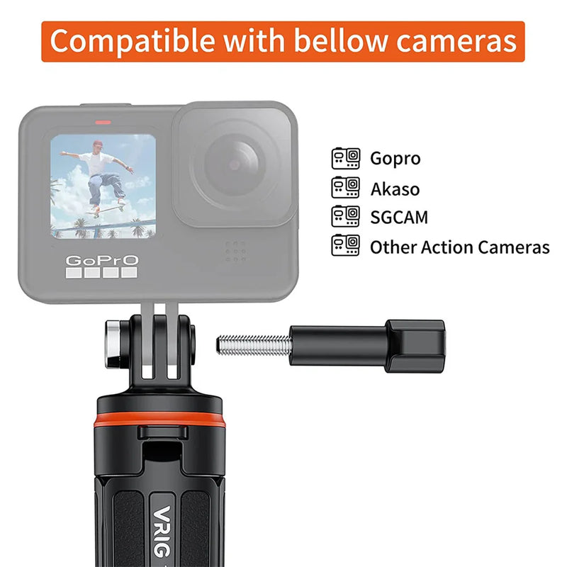 New Aluminum Extend Selfie Stick Tripod Mini Portable Vlog Tripod for Gopro Hero 12 11 10 9 8 7 6 Osmo Action Insta 360 One R X3 - Loja Winner