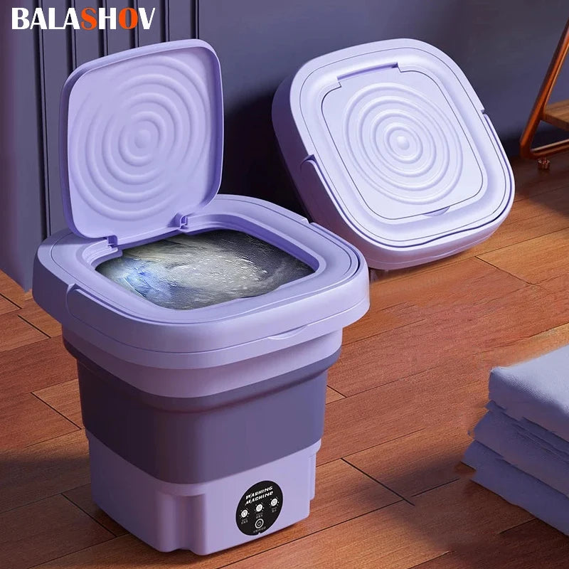 8L Portable Folding Washing Machine Bucket for Clothes Socks Underwear Cleaning Washer Portable Small Travel Washing Machine - Loja Winner
