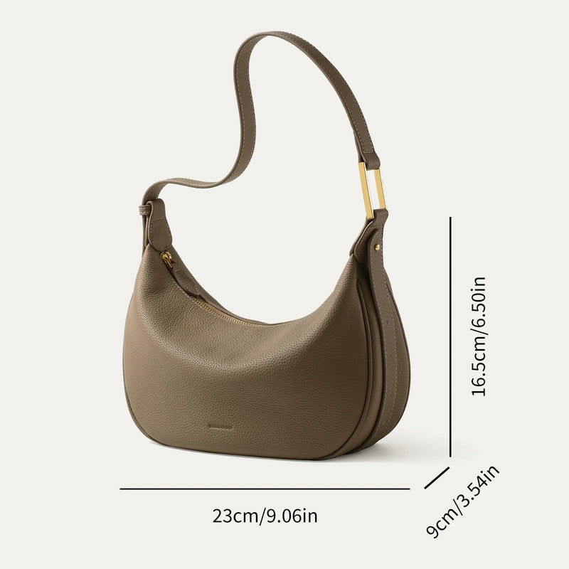 ITAMOOD Retro Style Saddle Shoulder Bag Solid Color Hobo Bag Women's Leather Underarm Purse Luxury Brand Bag - Loja Winner