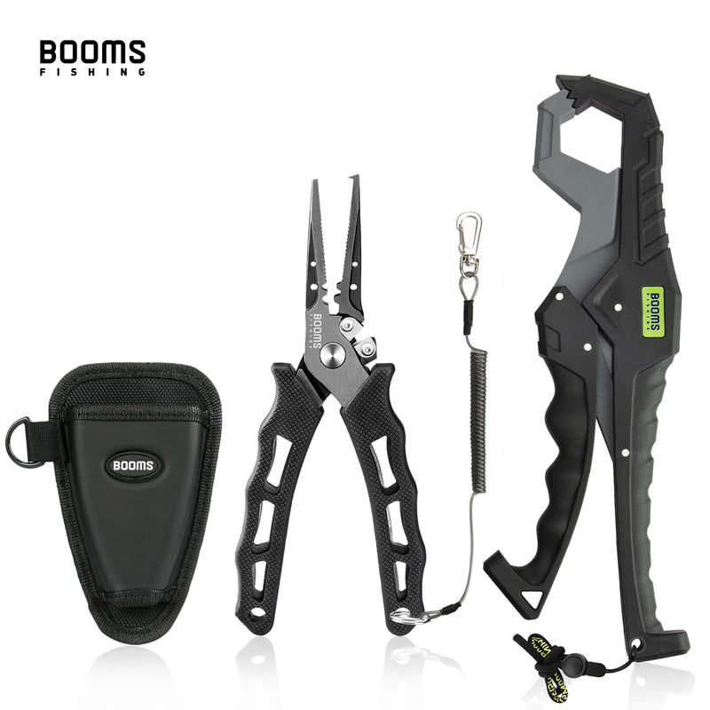 Booms Fishing G5F7 Fishing Pliers and Fish Gripper Compose Tools Set with Lanyard Sheath Anti-Rust Anti-Corrosion Safer For Fish - Loja Winner
