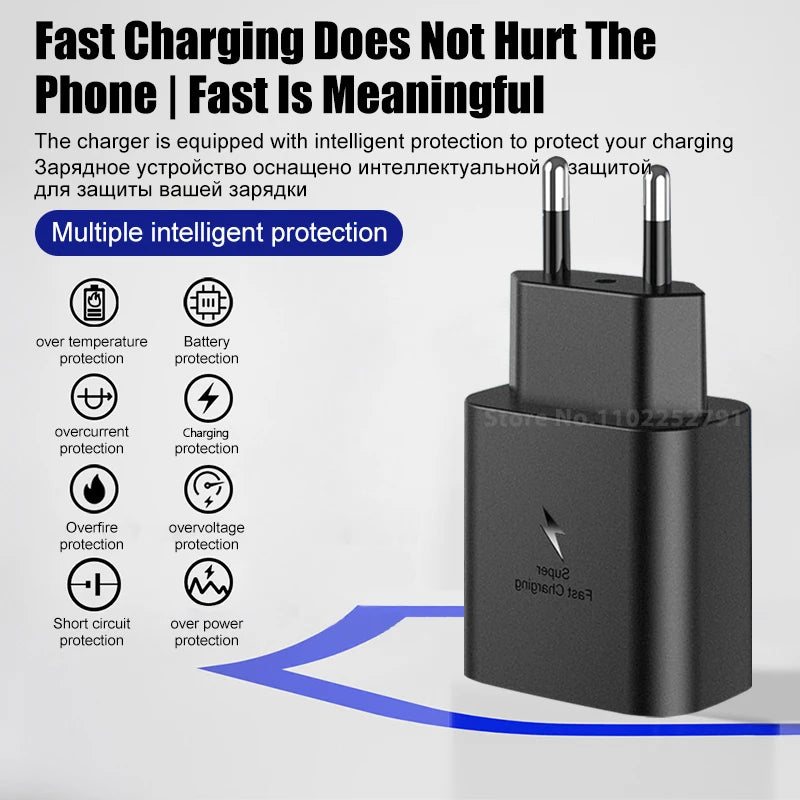 PD45W USB C Charger For Samsung Galaxy S24 S23 S22 S21 S20 Ultra S10 Plus FE Super Fast Charging Type C Charge Cable Accessories - Loja Winner