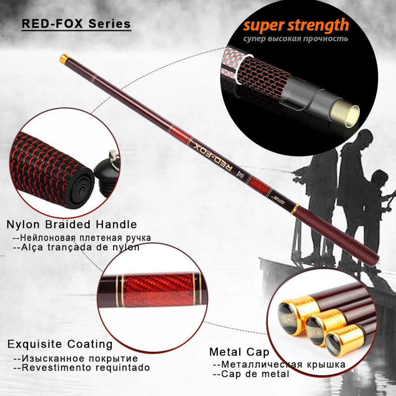 Goture Carbon Fiber Telescopic Fishing Rod Ultra-light Stream Hand Pole Carp Feeder Fishing Pole Tenkara 3.0-7.2m vara de pesca