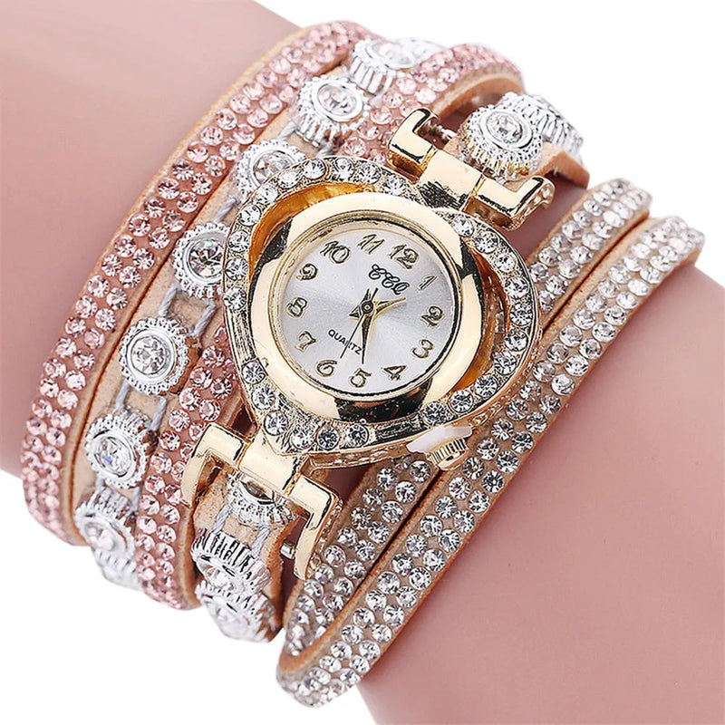 Bracelet Watch Women Vintage Rhinestone Crystal Dial Analog Quartz Wristwatches Relogio Feminino Наручные Часы Женские Casual