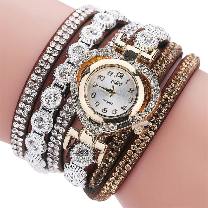 Bracelet Watch Women Vintage Rhinestone Crystal Dial Analog Quartz Wristwatches Relogio Feminino Наручные Часы Женские Casual