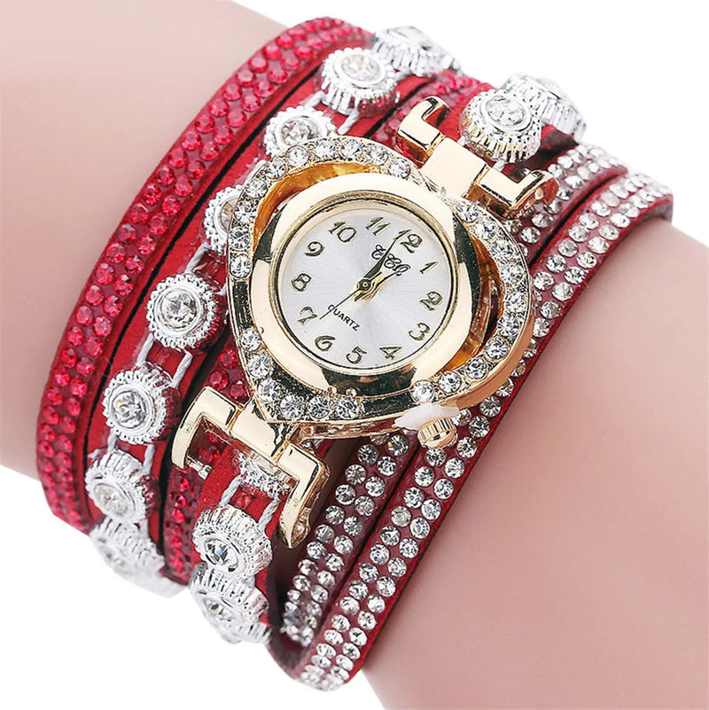 Bracelet Watch Women Vintage Rhinestone Crystal Dial Analog Quartz Wristwatches Relogio Feminino Наручные Часы Женские Casual