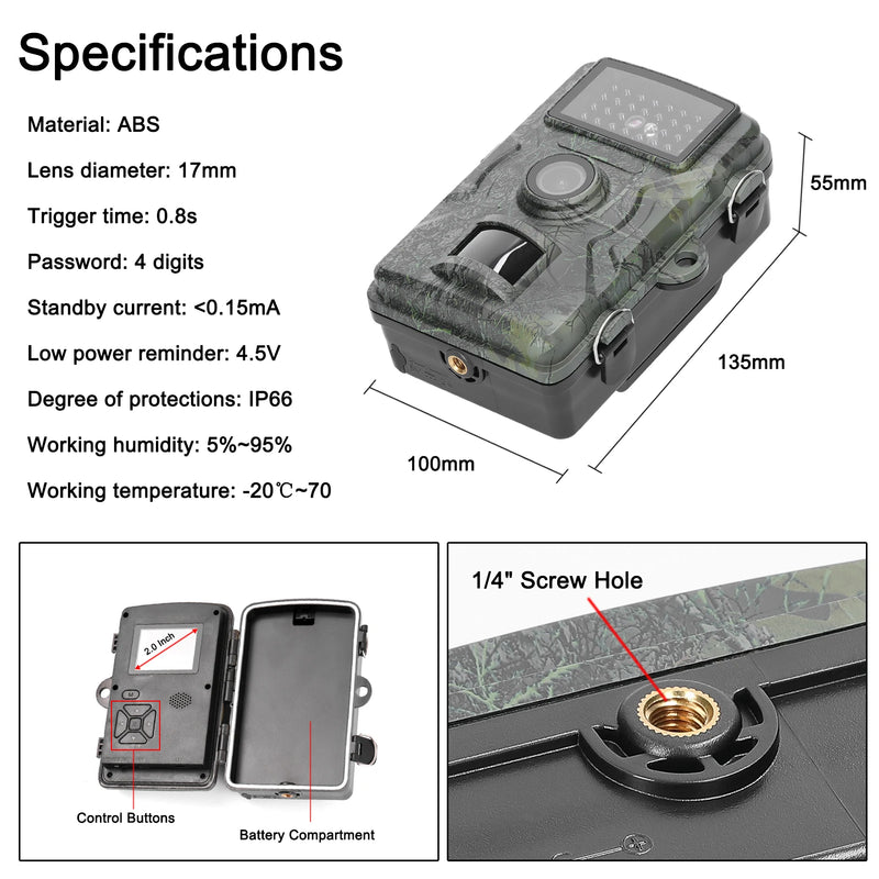 1080P Portable Multi-function Outdoor Animal Observation Camera IP66 Waterproof Infrared Monitoring Camera Taking