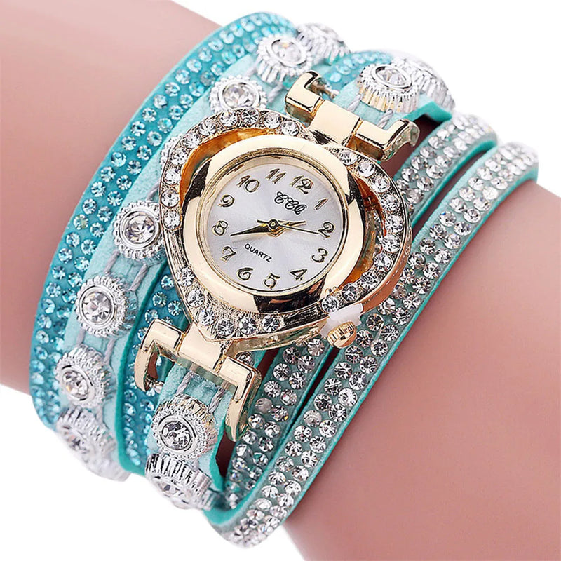 Bracelet Watch Women Vintage Rhinestone Crystal Dial Analog Quartz Wristwatches Relogio Feminino Наручные Часы Женские Casual