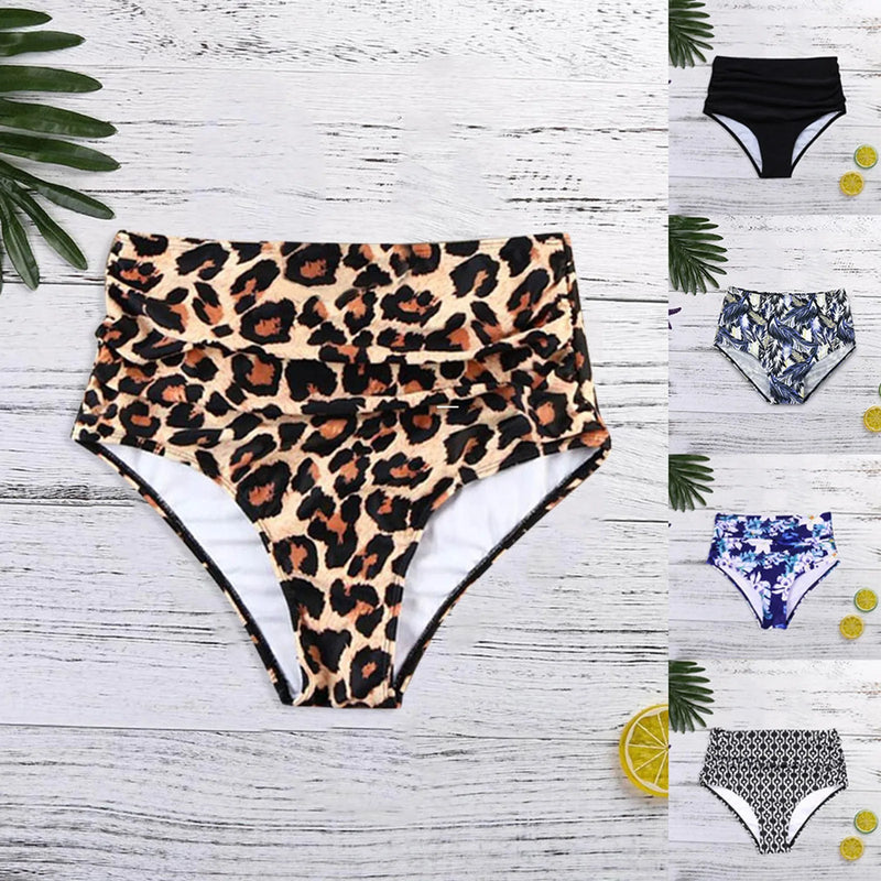 2023 New High Waist Bikini Bottoms Women Sexy Bikini Swim Shorts Ladies Summer Beachwear Fashion Print Swimming Panties Swimsuit