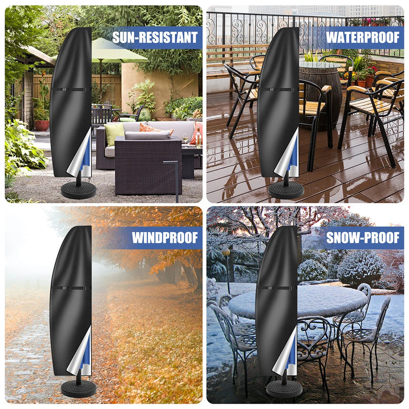 183-280CM Umbrella Rain Covers Waterproof Protective Sunshade Gear with Zipper for Garden Outdoor Patio Cantilever Parasol Case