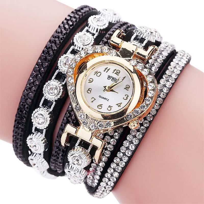 Bracelet Watch Women Vintage Rhinestone Crystal Dial Analog Quartz Wristwatches Relogio Feminino Наручные Часы Женские Casual