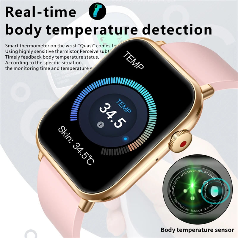 2024 Women Smart Watch For Men Body Temperature Sports Fitness Watches Bluetooth Call Digital Waterproof Smartwatch Ladies+Box