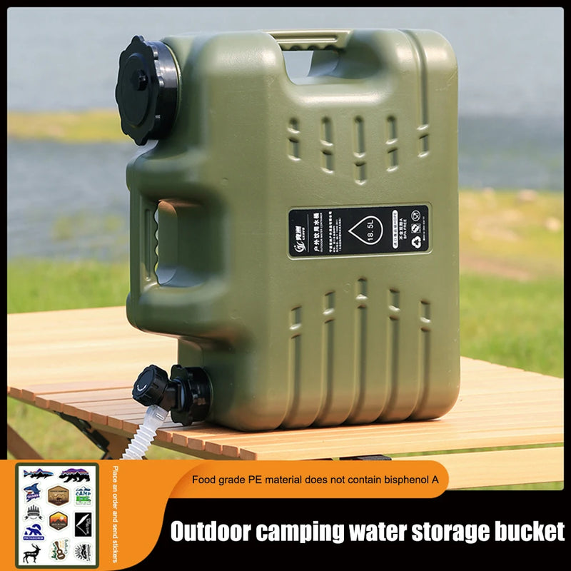 18L Large Capacity Portable Water Container with Detachable Faucet No Leakage Drinking Water Canister for Outdoor Travel Driving